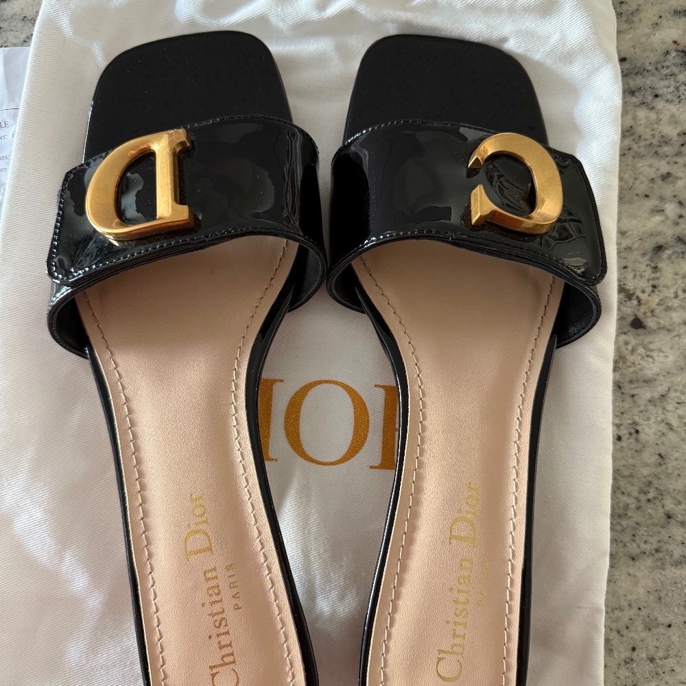 Dior Black Leather Slides